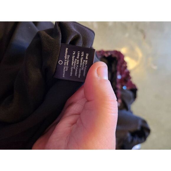 Dress the Population Marcella Velvet Sequined Midi with Slit / Burgundy / Small - Picture 4 of 5